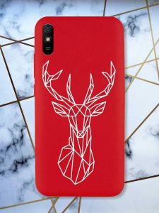 Матовий червоний чохол на Xiaomi Redmi 9A Олень (принт 129)