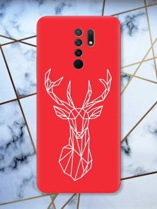Матовий червоний чохол на Xiaomi Redmi 9 Олень (принт 129)