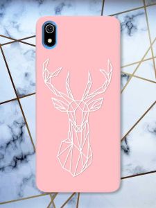 Матовий рожевий чохол на Xiaomi Redmi 7A Олень (принт 129)