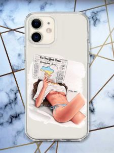 Прозорий чохол на iPhone 12 mini Дівчина з газетою (принт 31)