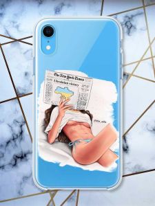 Прозорий чохол на iPhone XR Дівчина з газетою (принт 31)