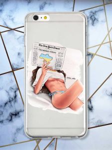 Прозорий чохол на iPhone 6+/6 Plus Дівчина з газетою (принт 31)