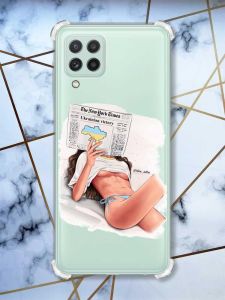 Чохол з потовщеними кутами на Samsung Galaxy A22 4G / M22 / M32 Дівчина з газетою (принт 31)