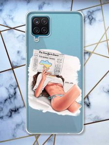 Прозорий чохол на Samsung A12 4G Дівчина з газетою (принт 31)