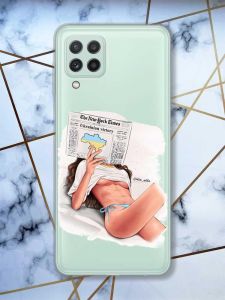 Прозорий чохол на Samsung Galaxy A22 4G / M22 / M32 Дівчина з газетою (принт 31)
