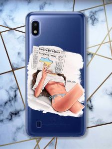 Прозорий чохол на Samsung Galaxy A10 (2019) A105 Дівчина з газетою (принт 31)