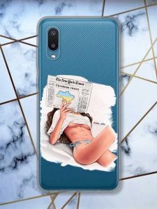 Прозорий чохол на Samsung Galaxy A02 / A022 (2021)  Дівчина з газетою (принт 31)