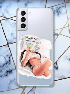 Прозорий чохол для Samsung Galaxy S21 (G991)  Дівчина з газетою (принт 31)