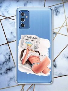 Прозорий чохол на Samsung Galaxy M52 Дівчина з газетою (принт 31)