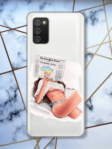 Прозорий чохол для Samsung Galaxy A02s  Дівчина з газетою (принт 31)