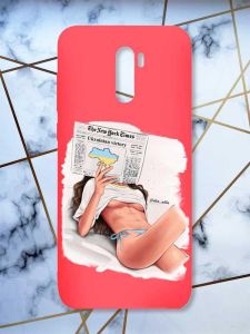 Матовий червоний чохол на Xiaomi Redmi Note 8 Pro Дівчина з газетою (принт 31)