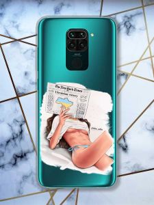 Прозорий чохол на Xiaomi Redmi Note 9 Дівчина з газетою (принт 31)