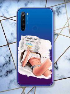 Прозорий чохол на Xiaomi Redmi Note 8T  Дівчина з газетою (принт 31)