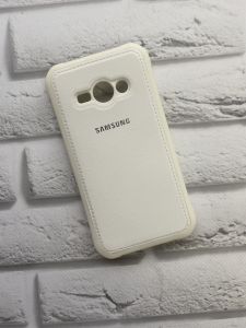 Силіконовий чохол з тисненням та вставкою для SAMSUNG Galaxy J1Ace J110 Білий