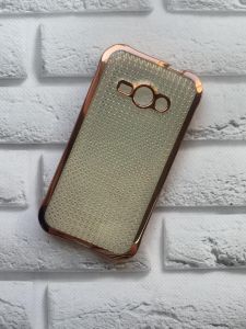 Силіконовий чохол з ободком для SAMSUNG Galaxy J1Ace J110 Сітка. Рожеве золото