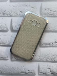 Силіконовий чохол з ободком для SAMSUNG Galaxy J1Ace J110 Сітка. Срібний
