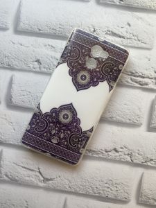 Силіконовий чохол з малюнком для Xiaomi Redmi 4 Орнамент. Фіолетовий на білому