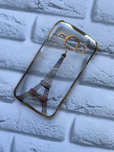 Пластиковий чохол із золотим обідком та малюнком для SAMSUNG Galaxy J1 Вежа