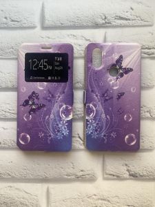 Чохол-книжка з принтом для Xiaomi Redmi 8se Метелики на фіолетовому
