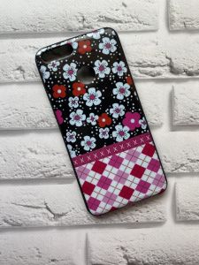 Оригінальний силіконовий чохол з малюнком Huawei Honor 7X Квіточки і ромби