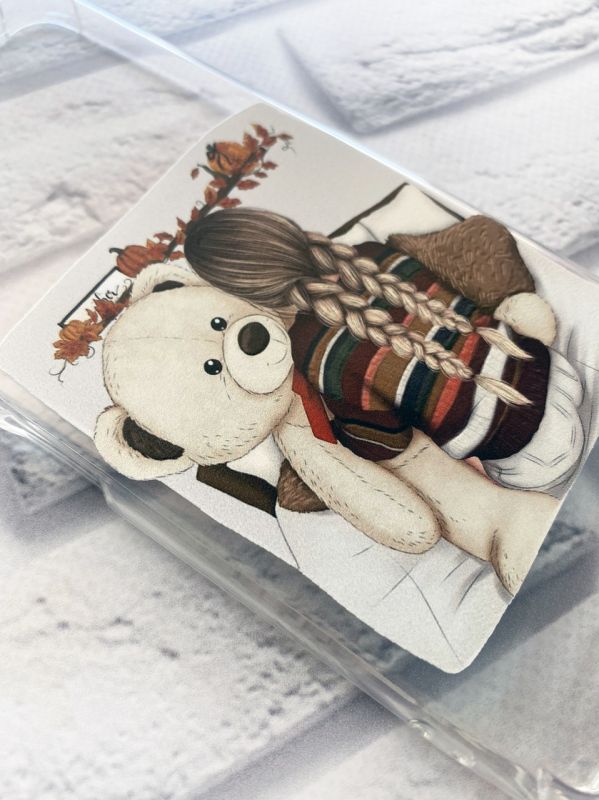 Прозорий чохол Samsung Galaxy M32 / M22 / A22 4G Дівчинка з ведмедиком (принт 117)