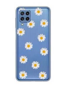 Прозорий чохол Samsung Galaxy M32 / M22 / A22 4G Фон ромашки (принт 41)