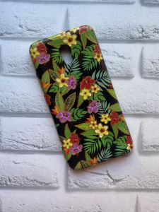 Силіконовий чохол з малюнком і блискітками для Meizu M5 Note Букетики з листям на чорному