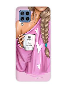 Чохол на Samsung Galaxy M32 / M22 / A22 4G Дівчина з кавою (принт 58)