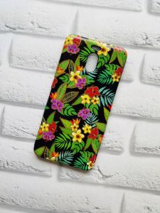 Силіконовий чохол з малюнком Meizu M6 Note Букетики з листям на чорному