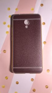 Силиконовый чехол с тиснением и золотым ободком Meizu M5s Коричневый