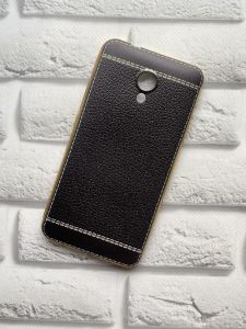 Силиконовый чехол с тиснением и золотым ободком Meizu M5s Чорний