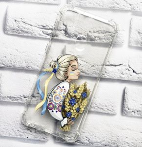 Чохол з потовщеними кутами на Samsung Galaxy М21 Українка з колосками (патріотичний принт 173)