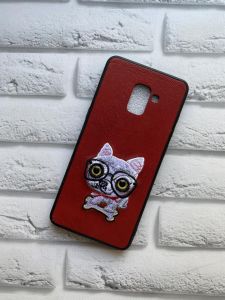 Силіконовий чохол із тканинною вишивкою для Samsung Galaxy A8 Plus 2018 A730 Собака в окулярах