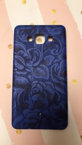 Пластиковий чохол із тисненням для SAMSUNG Galaxy A7 Сині квіти