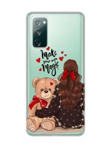 Прозорий чохол на Samsung Galaxy S20 FE Дівчина з ведмедиком (принт 188)