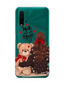 Прозорий чохол на Xiaomi Redmi 9T  Дівчина з ведмедиком (принт 188)