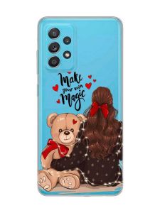 Прозорий чохол на Samsung Galaxy A52 Дівчина з ведмедиком (принт 188)