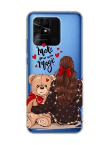 Прозорий чохол на Xiaomi Redmi 10C Дівчина з ведмедиком (принт 188)