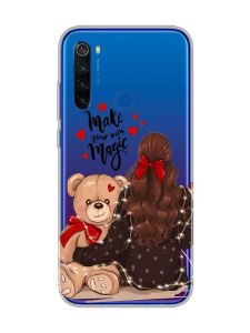 Прозорий чохол на Xiaomi Redmi Note 8T Дівчина з ведмедиком (принт 188)
