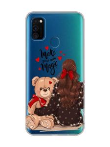 Прозорий чохол на Samsung Galaxy M30s/М21  Дівчина з ведмедиком (принт 188)