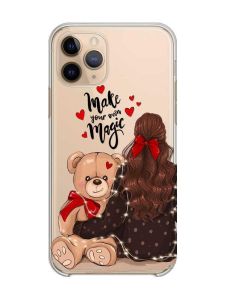 Прозорий чохол на Apple iPhone 11 Pro (5,8) Дівчина з ведмедиком (принт 188)