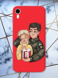 Матовий червоний чохол на Apple iPhone XR Подарунок Перемога (патріотичний принт 178)