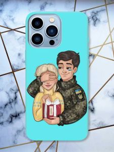 Матовий бірюзовий чохол на Apple iPhone 13 Pro Max Подарунок Перемога (патріотичний принт 178)