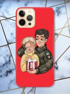 Матовий червоний чохол на Apple iPhone 12 Pro Max Подарунок Перемога (патріотичний принт 178)