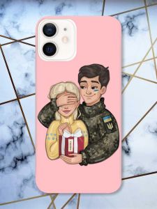 Матовий рожевий чохол на Apple iPhone 12 / 12 Pro (6.1) Подарунок Перемога (патріотичний принт 178)