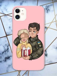 Матовий рожевий чохол на Apple iPhone 11 (6.1) Подарунок Перемога (патріотичний принт 178)