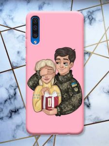 Матовий рожевий чохол на Samsung Galaxy A50 (2019) A505 Подарунок Перемога (патріотичний принт 178)