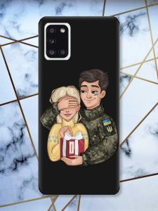 Матовий чорний чохол на Samsung Galaxy A31 Подарунок Перемога (патріотичний принт 178)