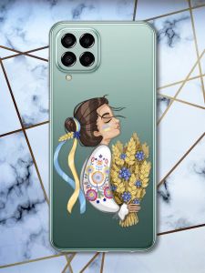 Прозорий чохол на Samsung Galaxy M33 5G Українка з колосками (патріотичний принт 172)