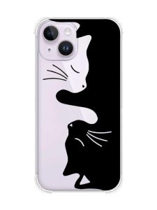 Прозорий чохол із потовщеними кутами на iPhone 14 Котики (принт 118)